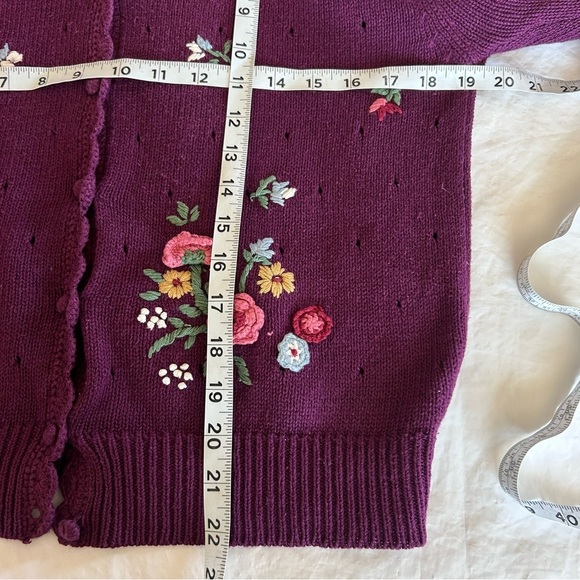 New Look Vintage Purple Embroidered 3D Knit Cardigan size M - Picture 10 of 10